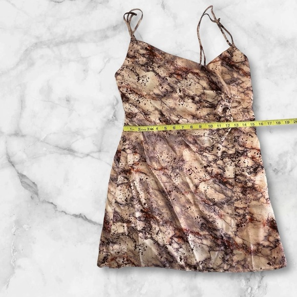 Zara Satin Effect  Marbled Print Mini Spaghetti Strap Wrap Dress Sz: Small - Picture 8 of 11